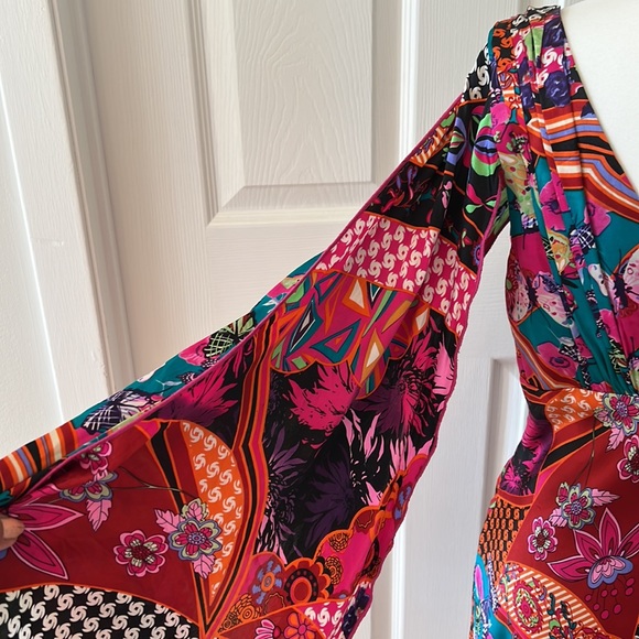 Ginger & Java 100% silk floral stunning colorful dress size large - Picture 8 of 12